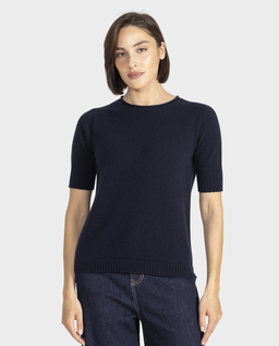 Granatowy sweter z krótkim rękawem - Image #0