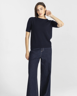 Granatowy sweter z krótkim rękawem - Image #3