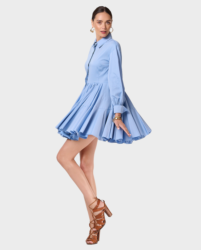 Niebieska mini sukienka z bawełny Celinea - Image #3