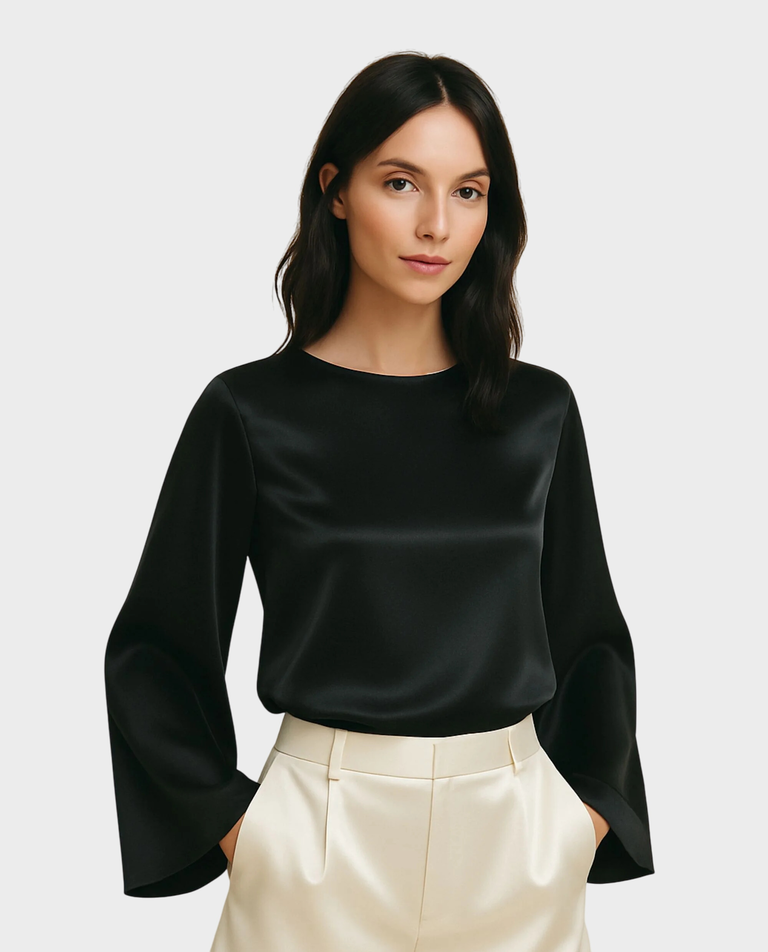Jedwabny longsleeve Simple Black - Image #0