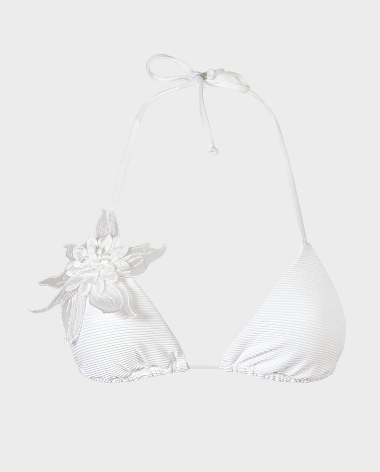 Biała góra od bikini z kwiatem - Image #1
