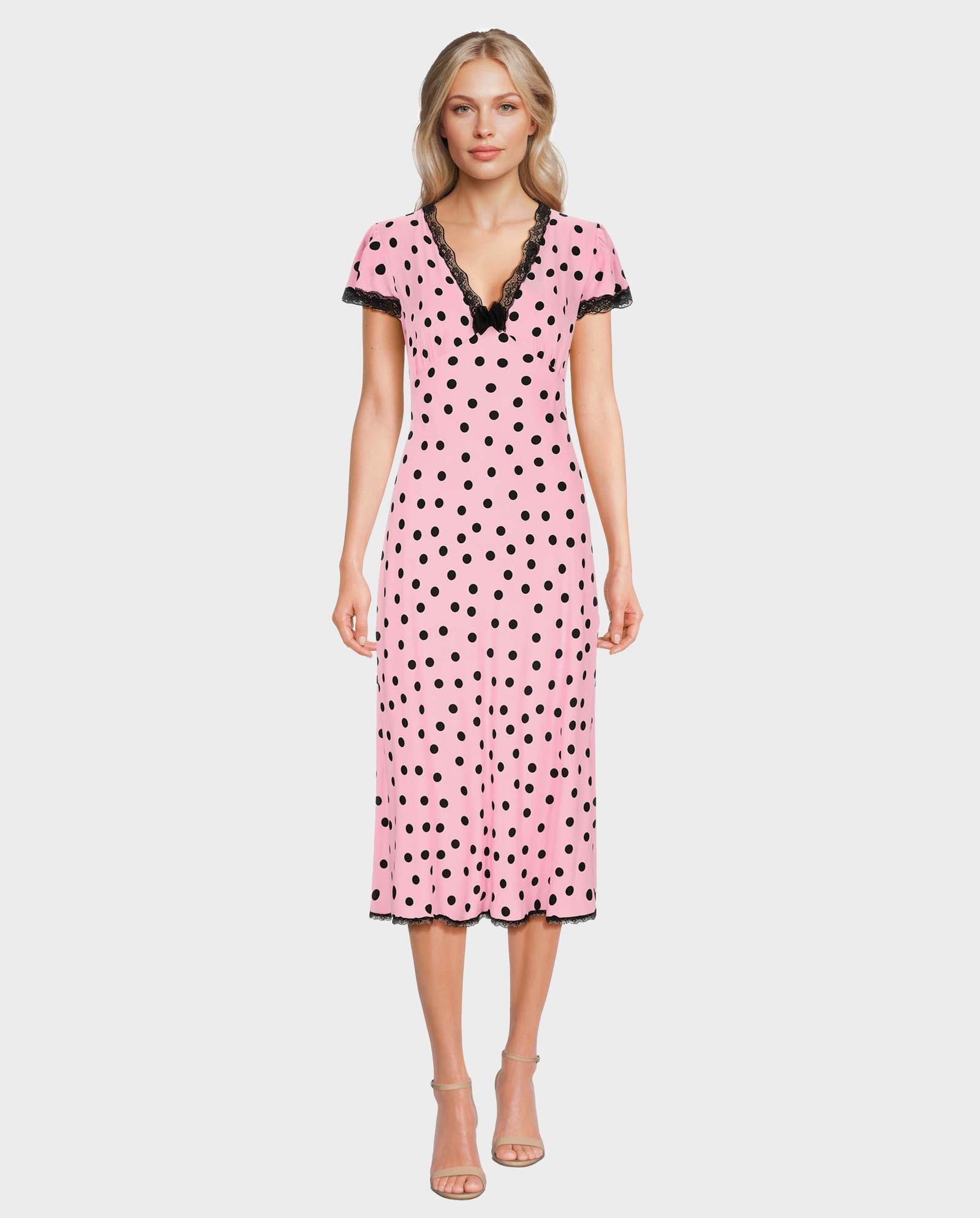 Różowa sukienka w groszki Polka - Image #0