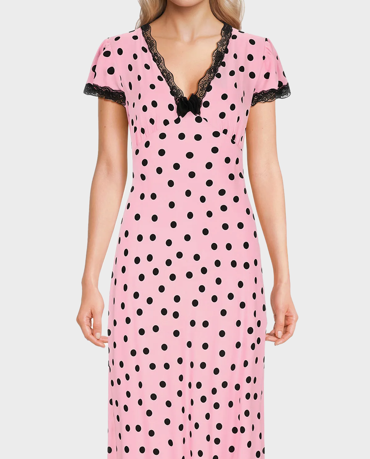 Różowa sukienka w groszki Polka - Image #3