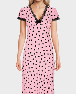 Różowa sukienka w groszki Polka - Image #3