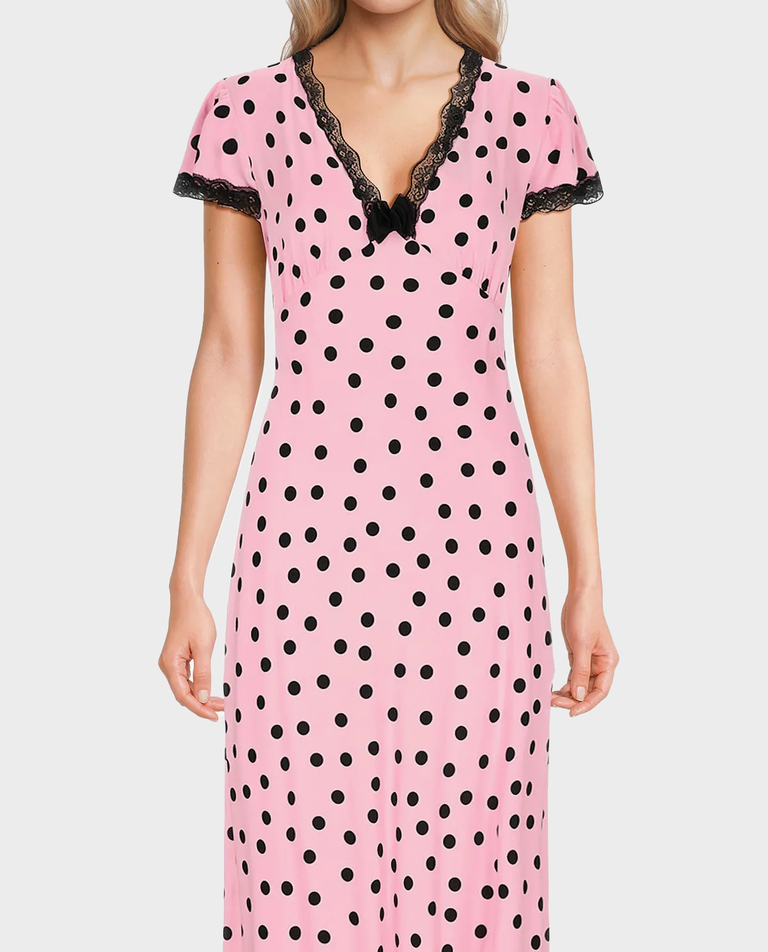 Różowa sukienka w groszki Polka - Image #3