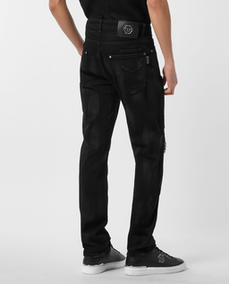 Czarne jeansy Straight Supreme Hexagon - Image #1