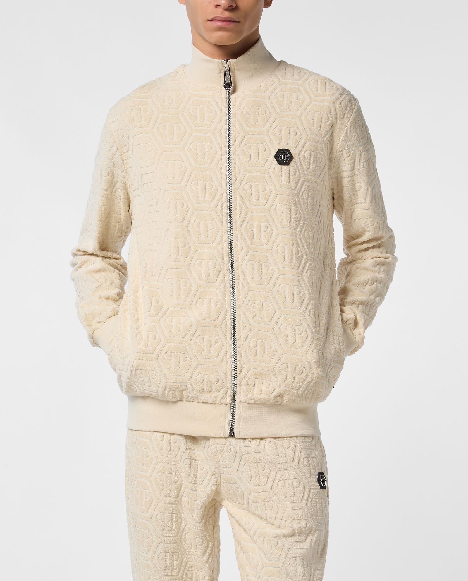 Kremowa bluza dresowa z monogramem - Image #0