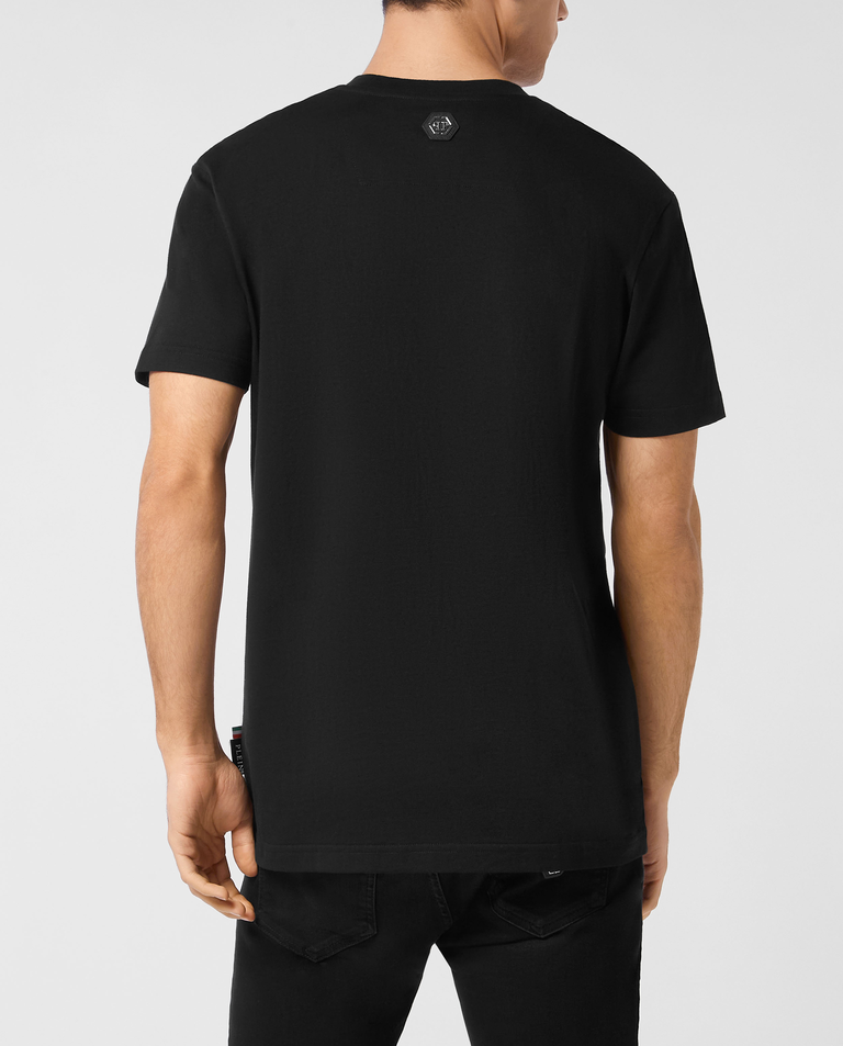 Czarny bawełniany t-shirt z naszywką - Image #1
