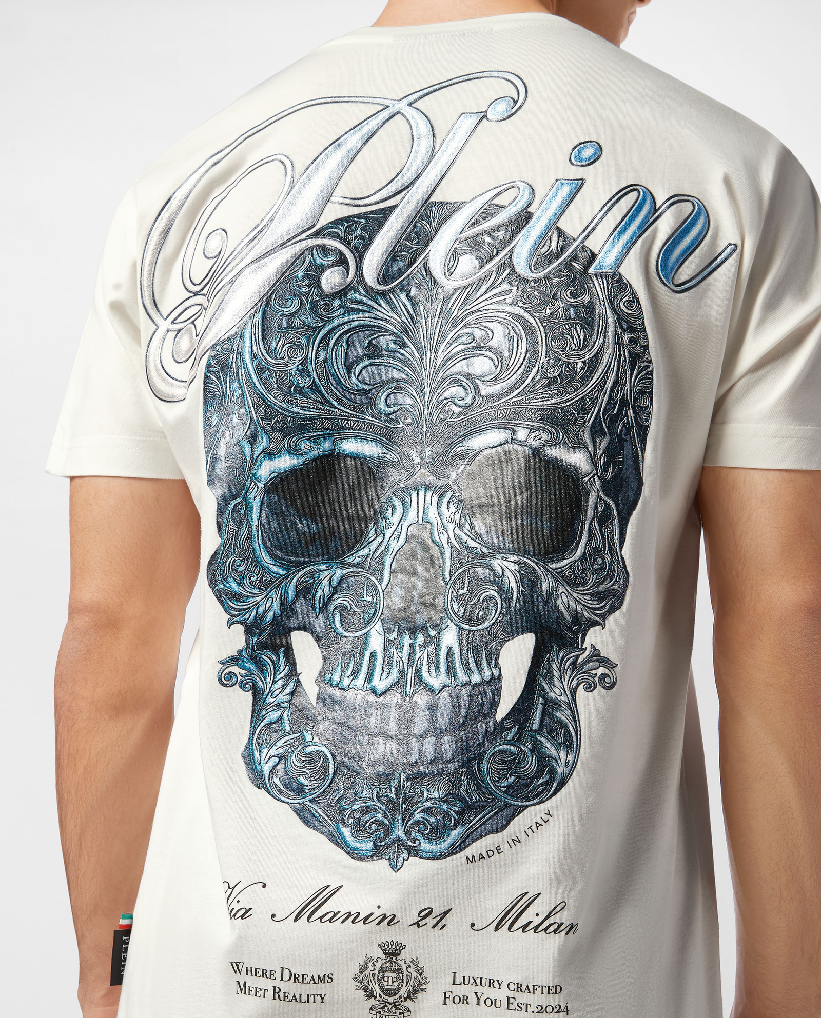 Biała koszulka Gradient Skull - Image #3