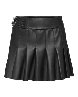 Skórzana mini spódniczka z plisowaniem - Image #4