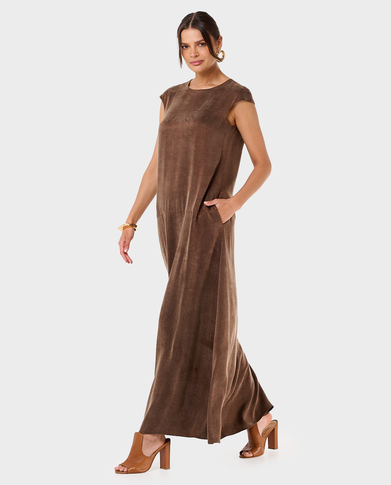 Brązowa maxi sukienka Cecile - Image #3