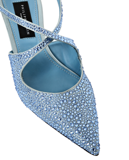 Niebieskie satynowe czółenka Strass 55 - Image #7