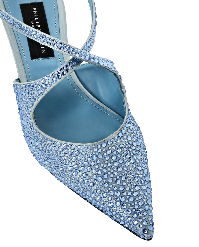 Niebieskie satynowe czółenka Strass 55 - Image #7