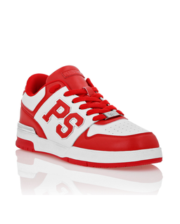 Biało-czerwone sneakersy z logo - Image #1