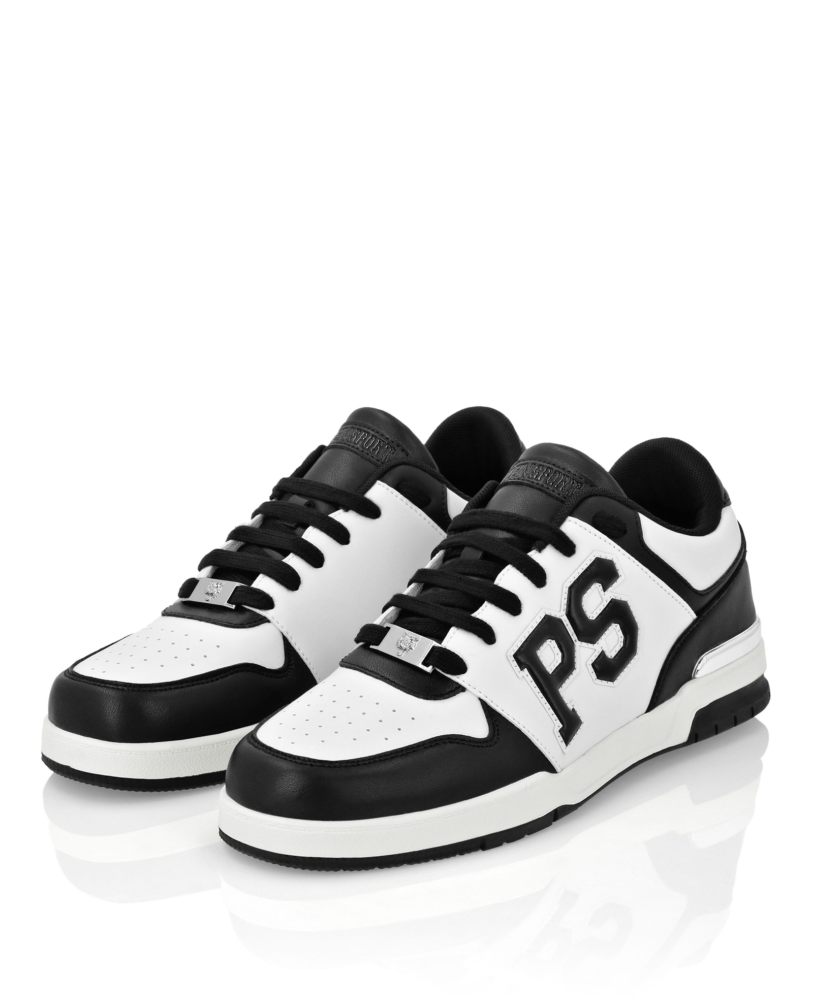 Czarno-białe sneakersy z logo - Image #3