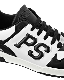 Czarno-białe sneakersy z logo - Image #8