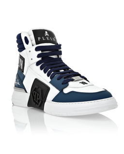 Biało-granatowe sneakersy High Top - Image #1
