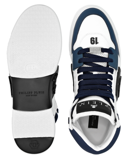 Biało-granatowe sneakersy High Top - Image #3