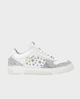 Biało-srebrne skórzane sneakersy - Image #0