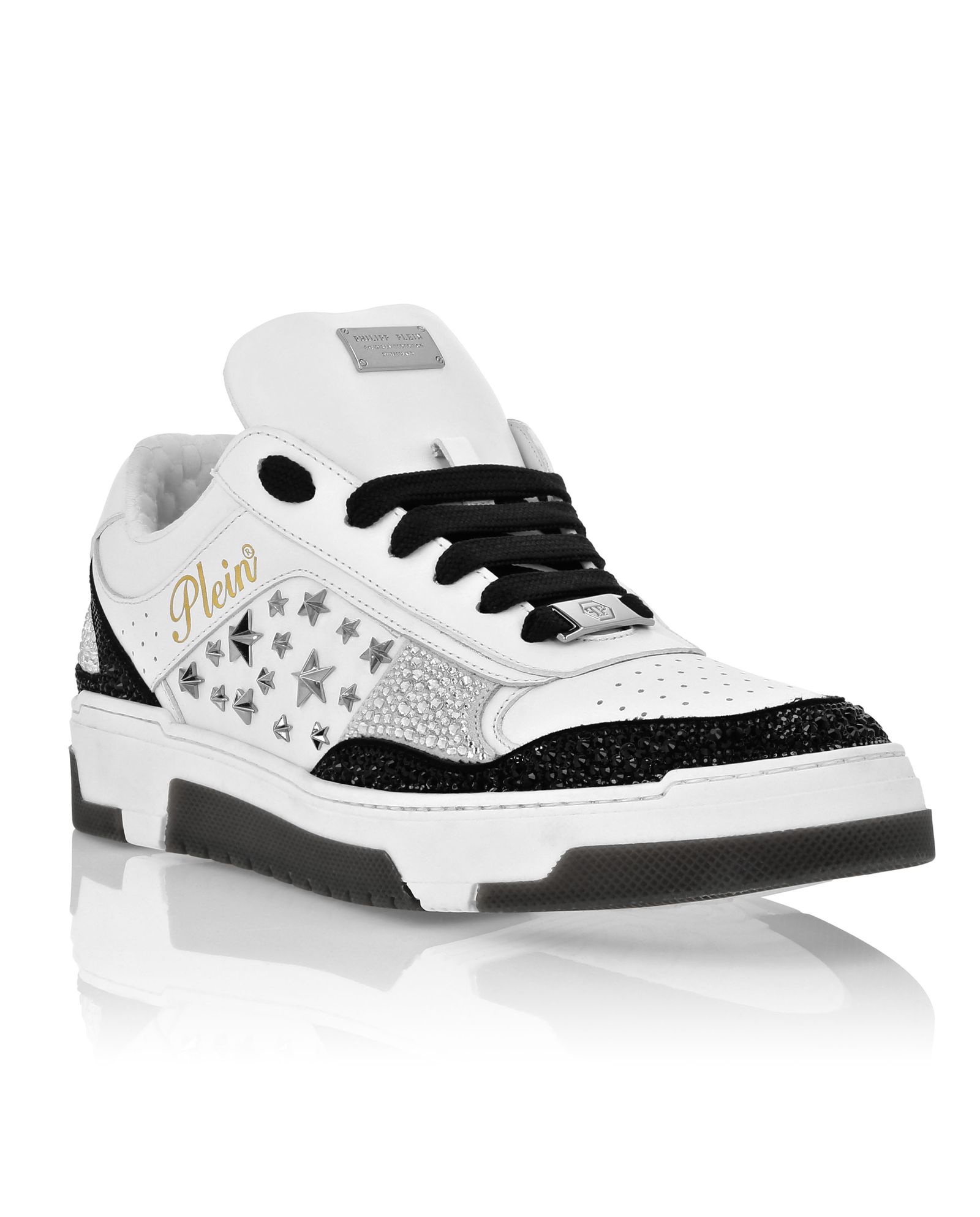 Biało-czarne sneakersy Low Top z ćwiekami - Image #1