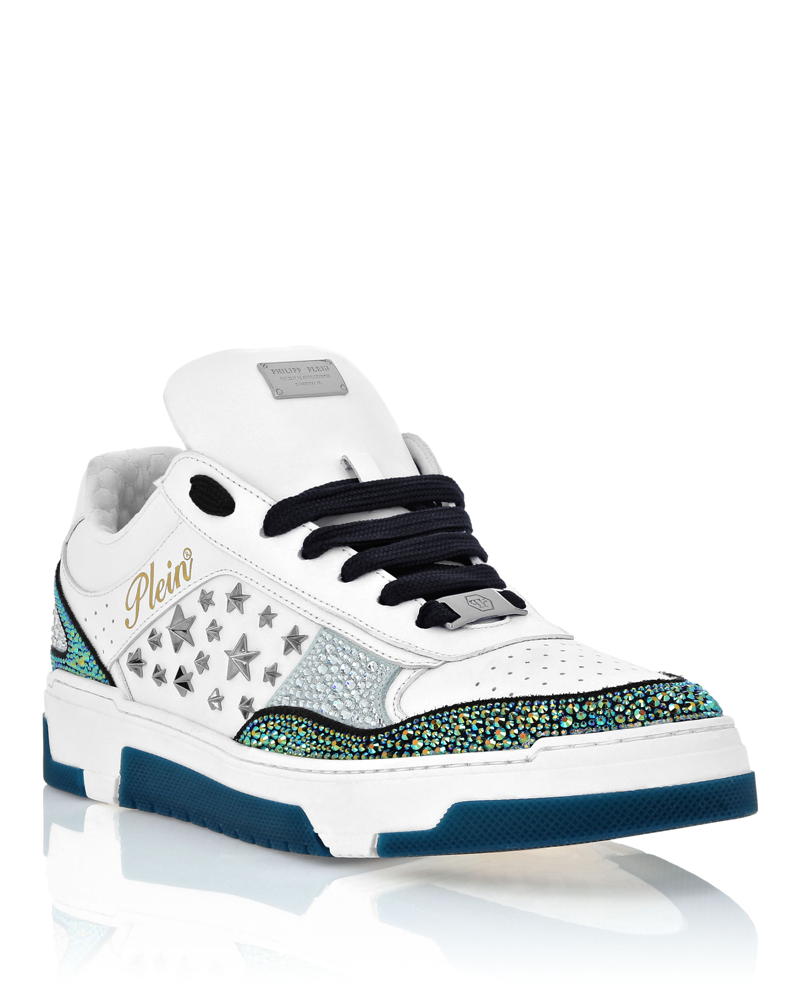 Biało-granatowe sneakersy Low Top z ćwiekami - Image #1