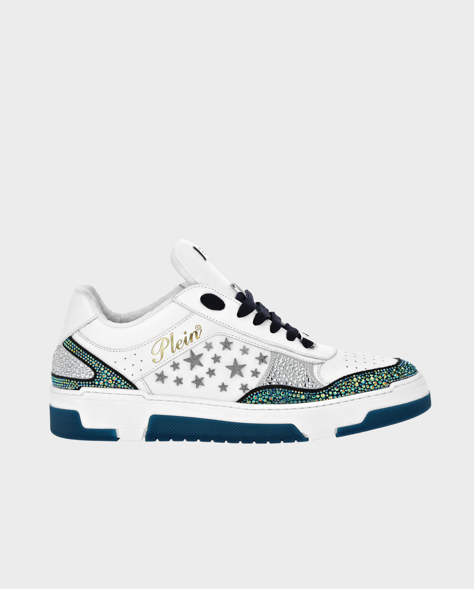 Biało-granatowe sneakersy Low Top z ćwiekami - Image #0