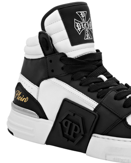 Czarno-białe sneakersy Mid Top Phantom Kicks - Image #3