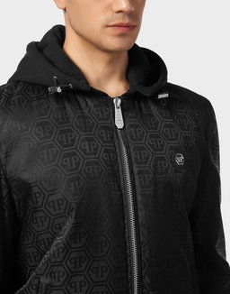 Czarna kurtka bomber z kapturem - Image #3