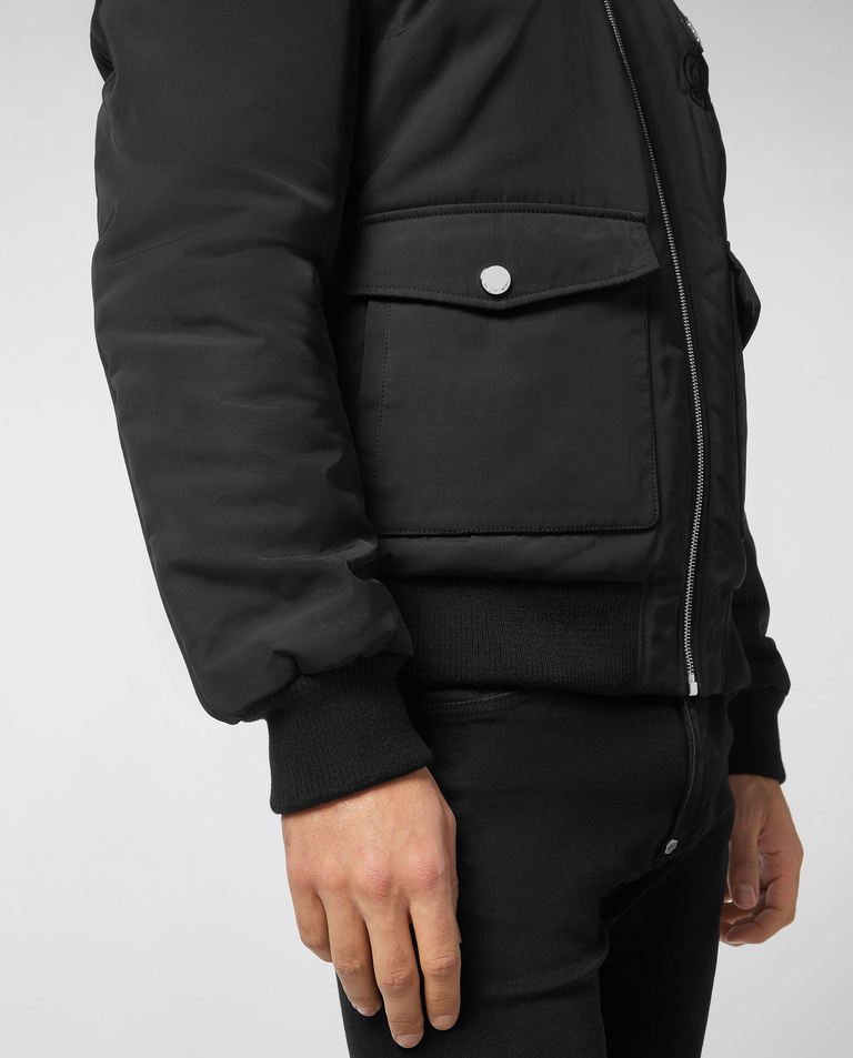 Czarna kurtka z kołnierzykiem Aviator - Image #4