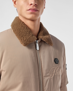 Beżowa kurtka z kołnierzykiem Aviator - Image #3