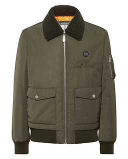 Zielona kurtka z kołnierzykiem Aviator - Image #5