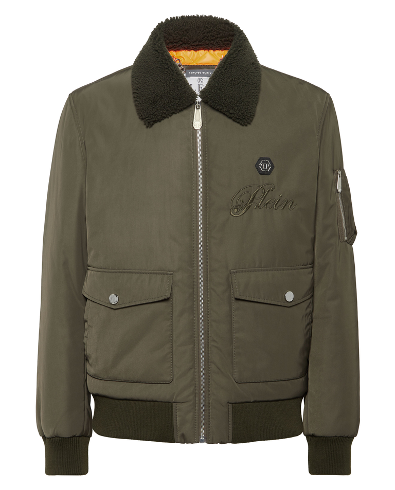 Zielona kurtka z kołnierzykiem Aviator - Image #5