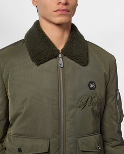 Zielona kurtka z kołnierzykiem Aviator - Image #3