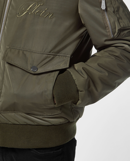 Zielona kurtka z kołnierzykiem Aviator - Image #4