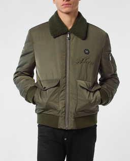 Zielona kurtka z kołnierzykiem Aviator - Image #0