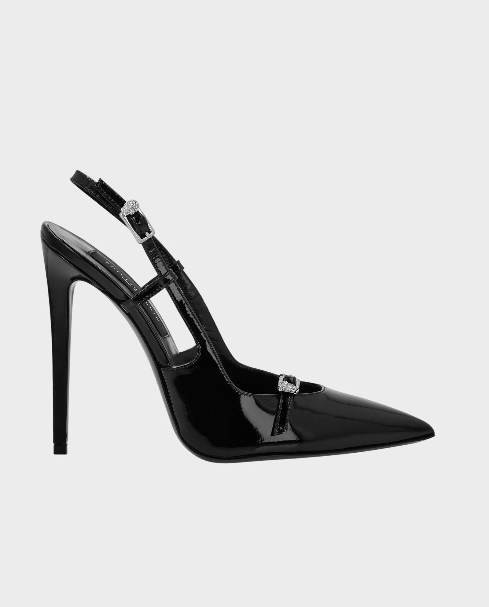 Czarne lakierowane szpilki Slingback - Image #0