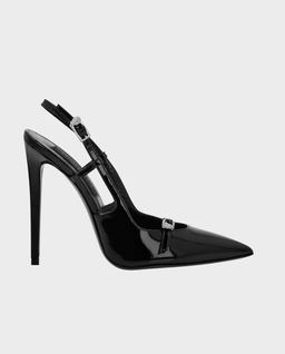 Czarne lakierowane szpilki Slingback - Image #0