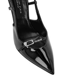 Czarne lakierowane szpilki Slingback - Image #2