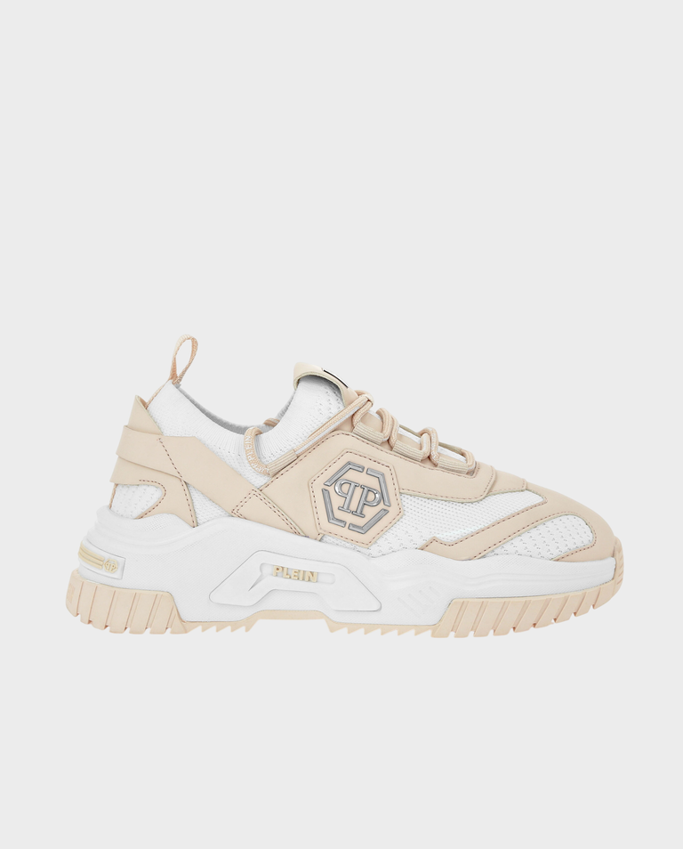 Biało-beżowe skórzane sneakersy - Image #0