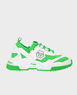 Biało-zielone skórzane sneakersy - Image #0