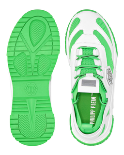 Biało-zielone skórzane sneakersy - Image #2