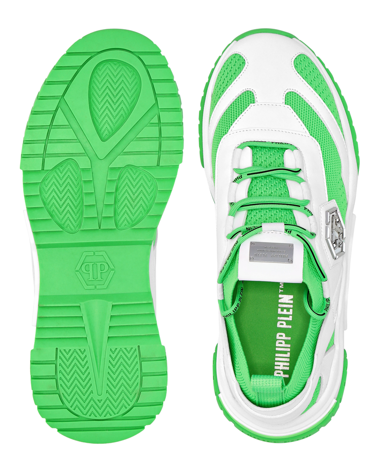 Biało-zielone skórzane sneakersy - Image #2