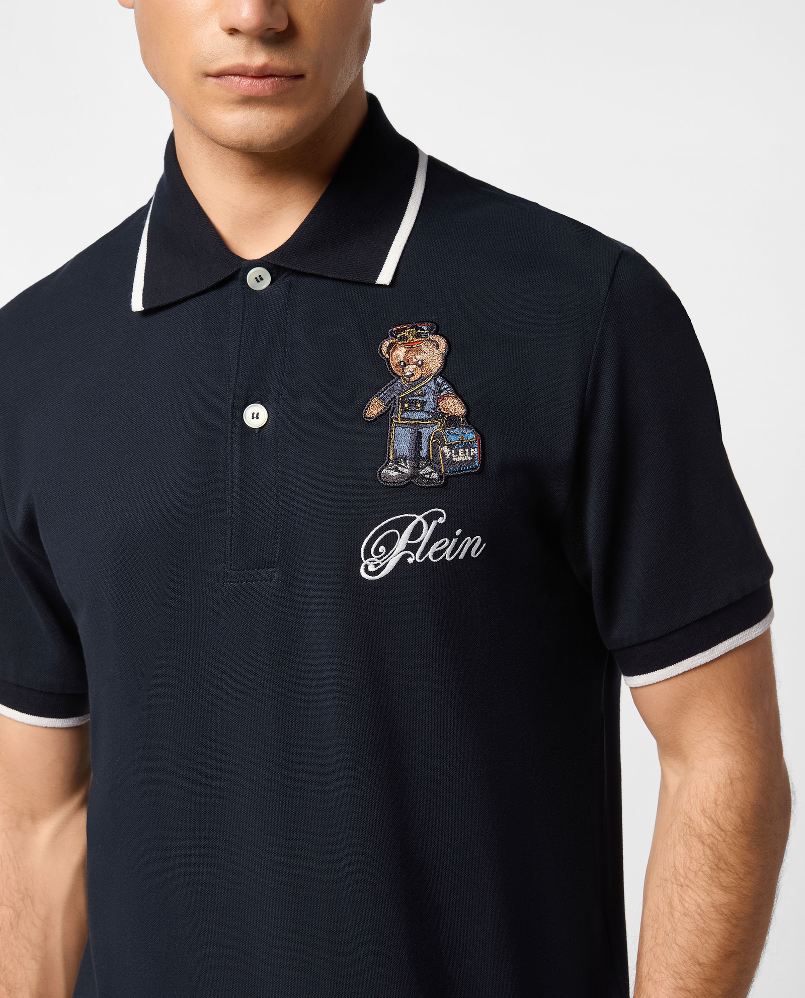 Granatowa koszulka polo Teddy - Image #4
