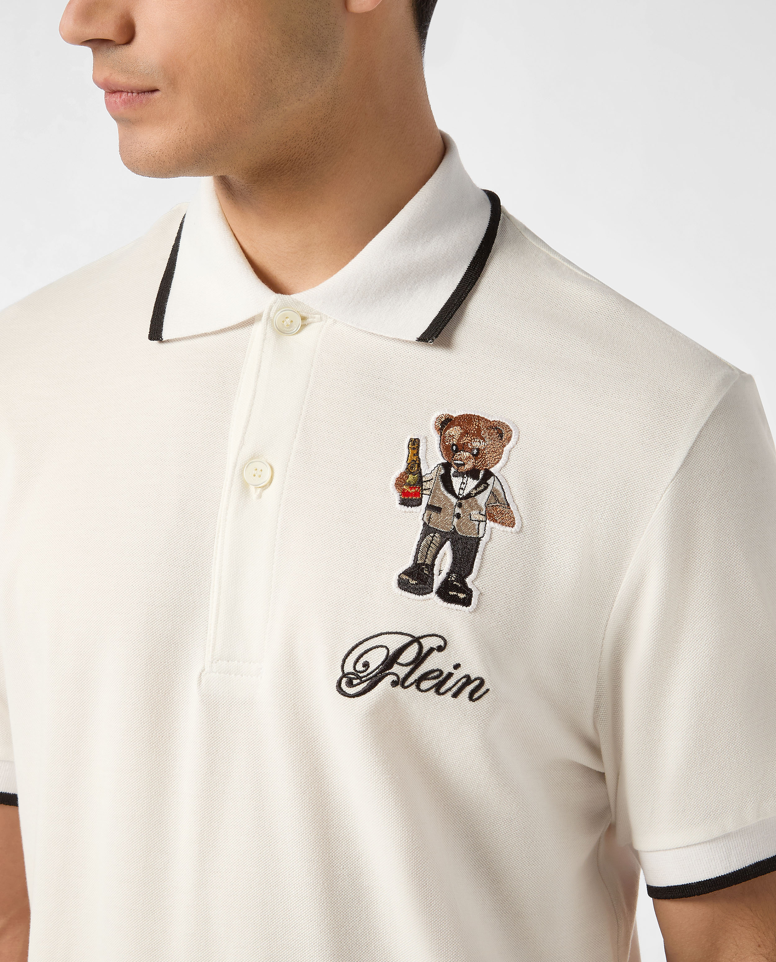 Biała koszulka polo Teddy - Image #4