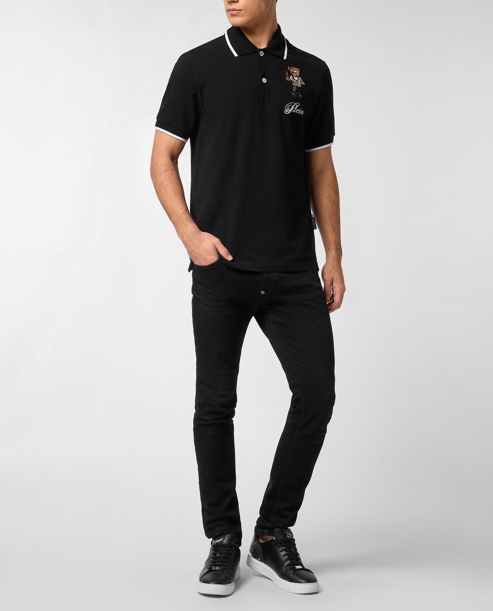 Czarna koszulka polo Teddy - Image #2