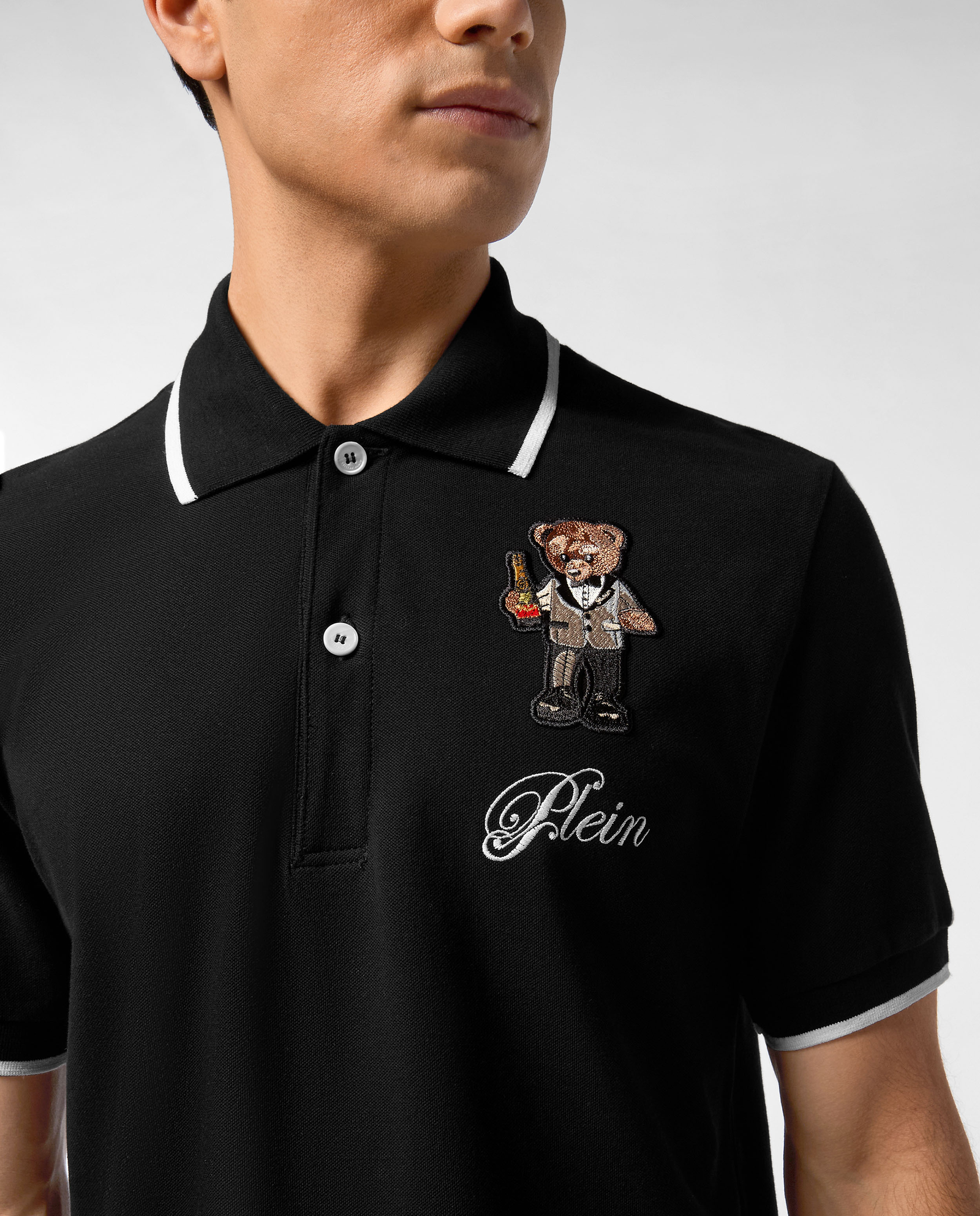 Czarna koszulka polo Teddy - Image #4