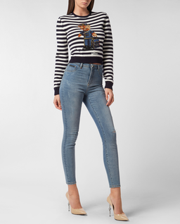 Sweter w czarno-białe paski - Image #2