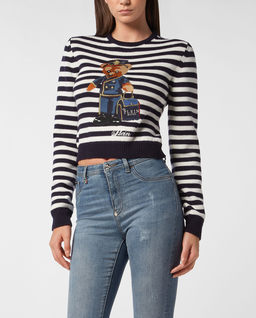 Sweter w czarno-białe paski - Image #0