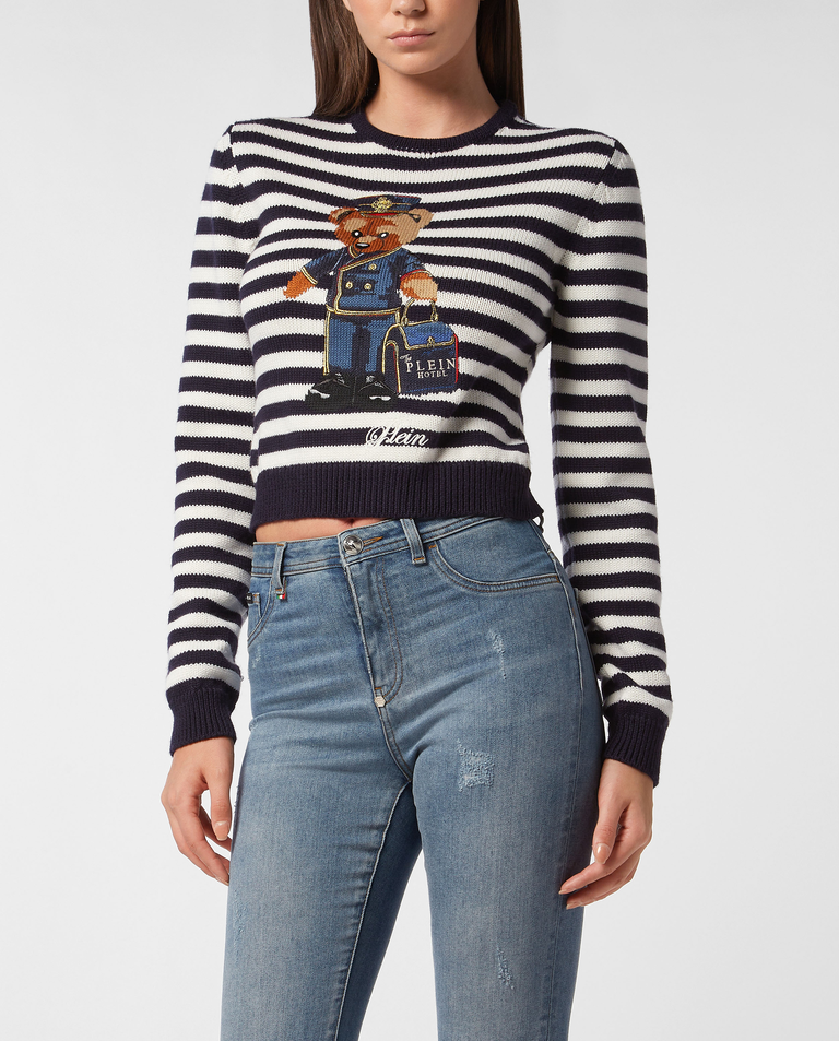 Sweter w czarno-białe paski - Image #0