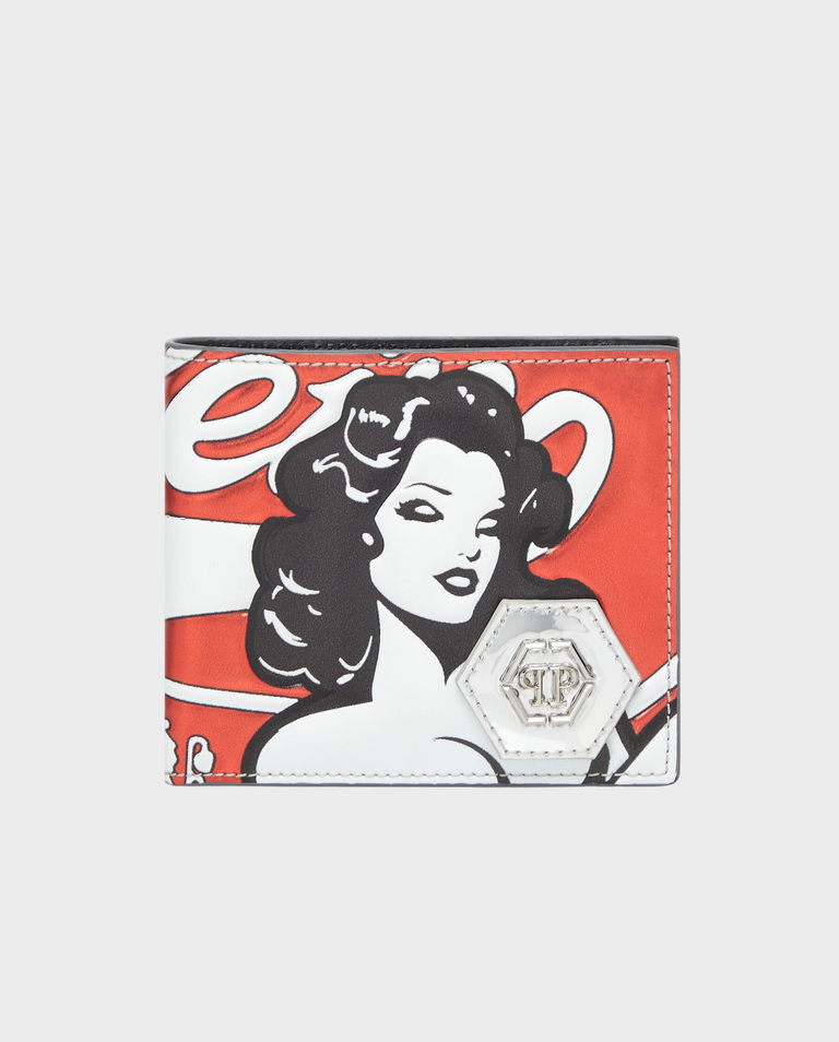 Srebrny portfel z nadrukiem 3D